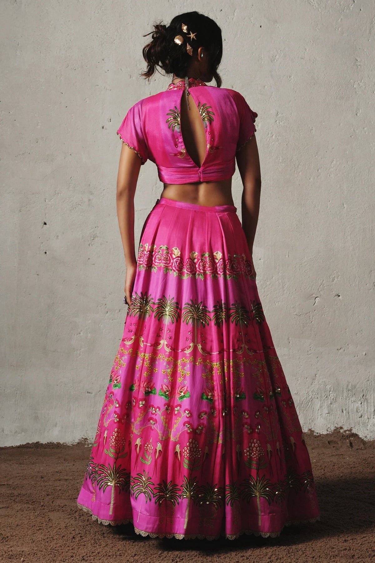 Pink Chiffon Lehenga Set