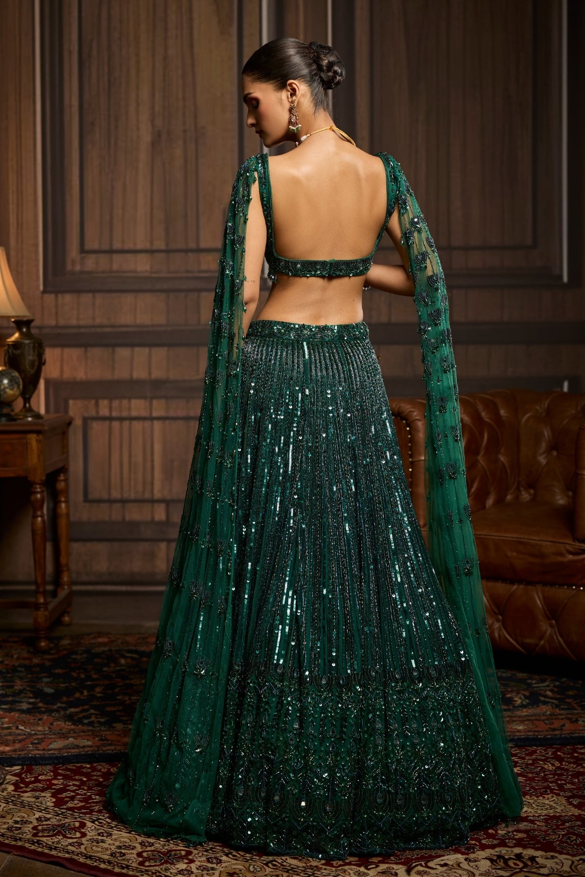 EMERALD GREEN EMBELLISHED LEHENGA SET