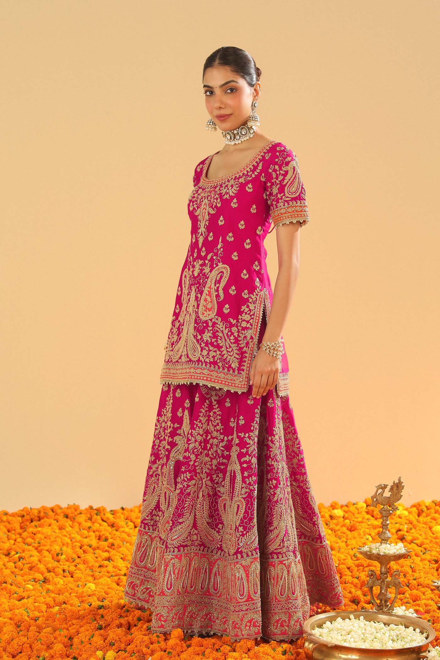 Ishwa - Hotpink Kurta with Sharara