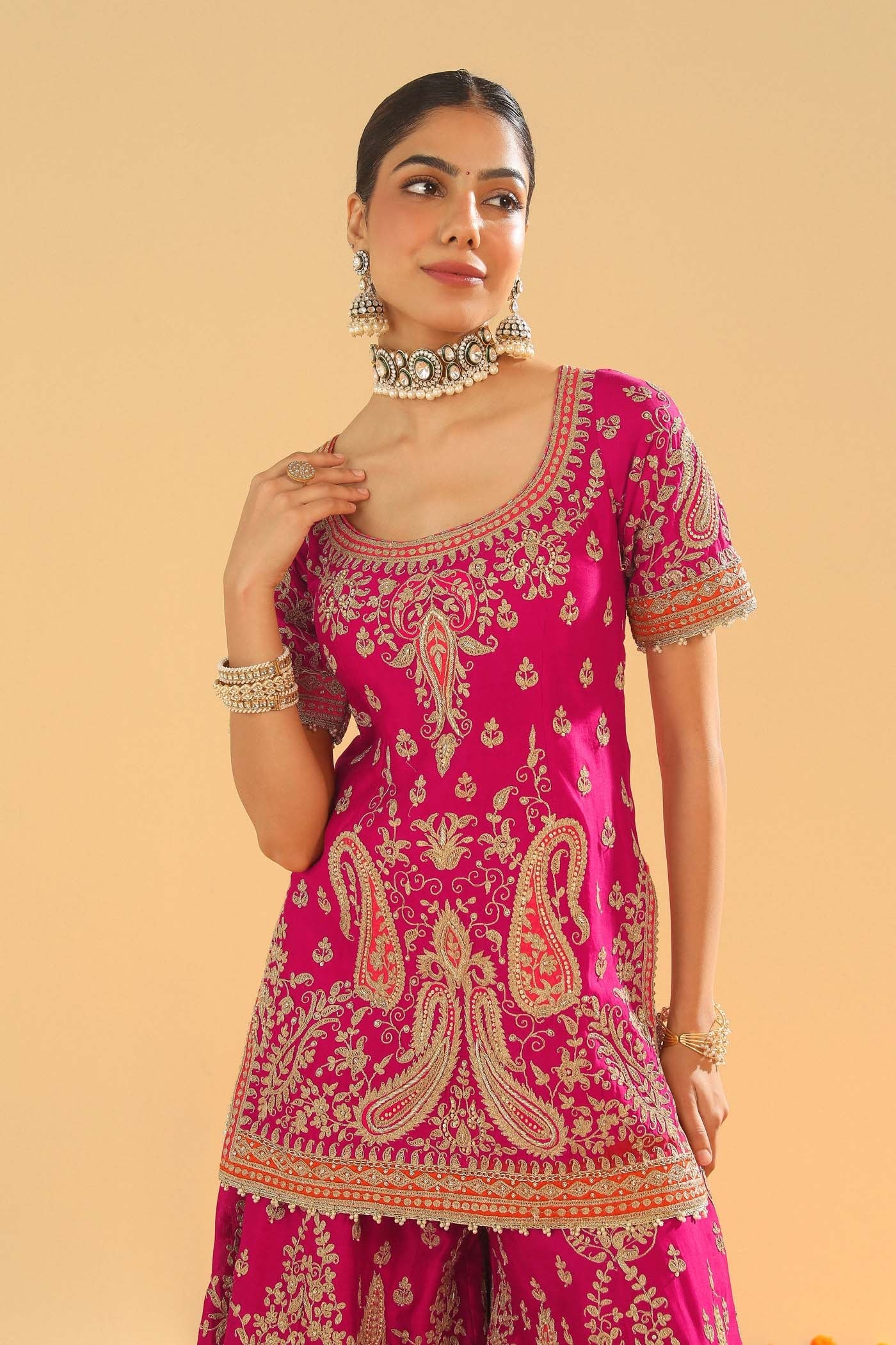 Ishwa - Hotpink Kurta with Sharara