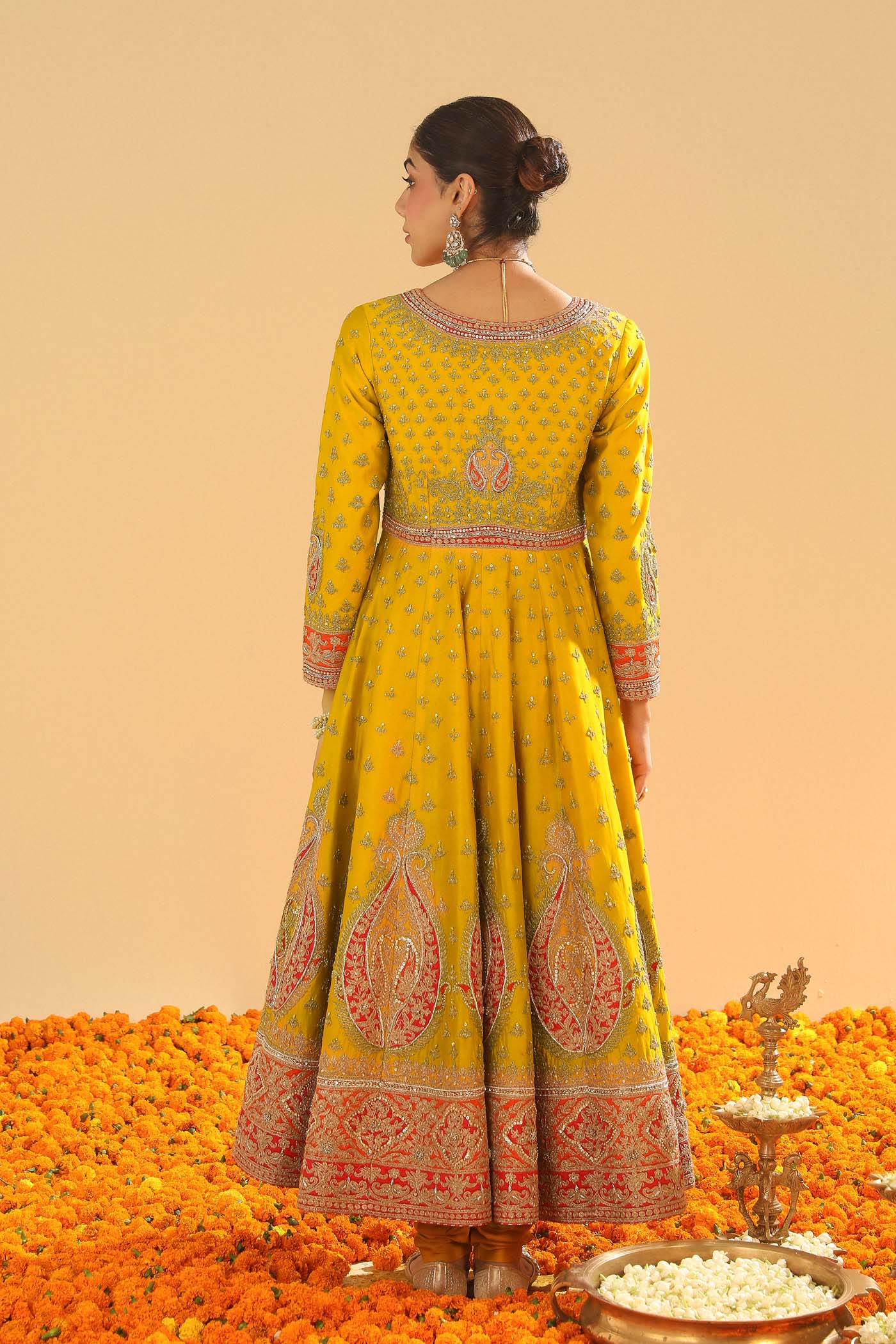Shazia - Mustard Anarkaali with Chooridaar