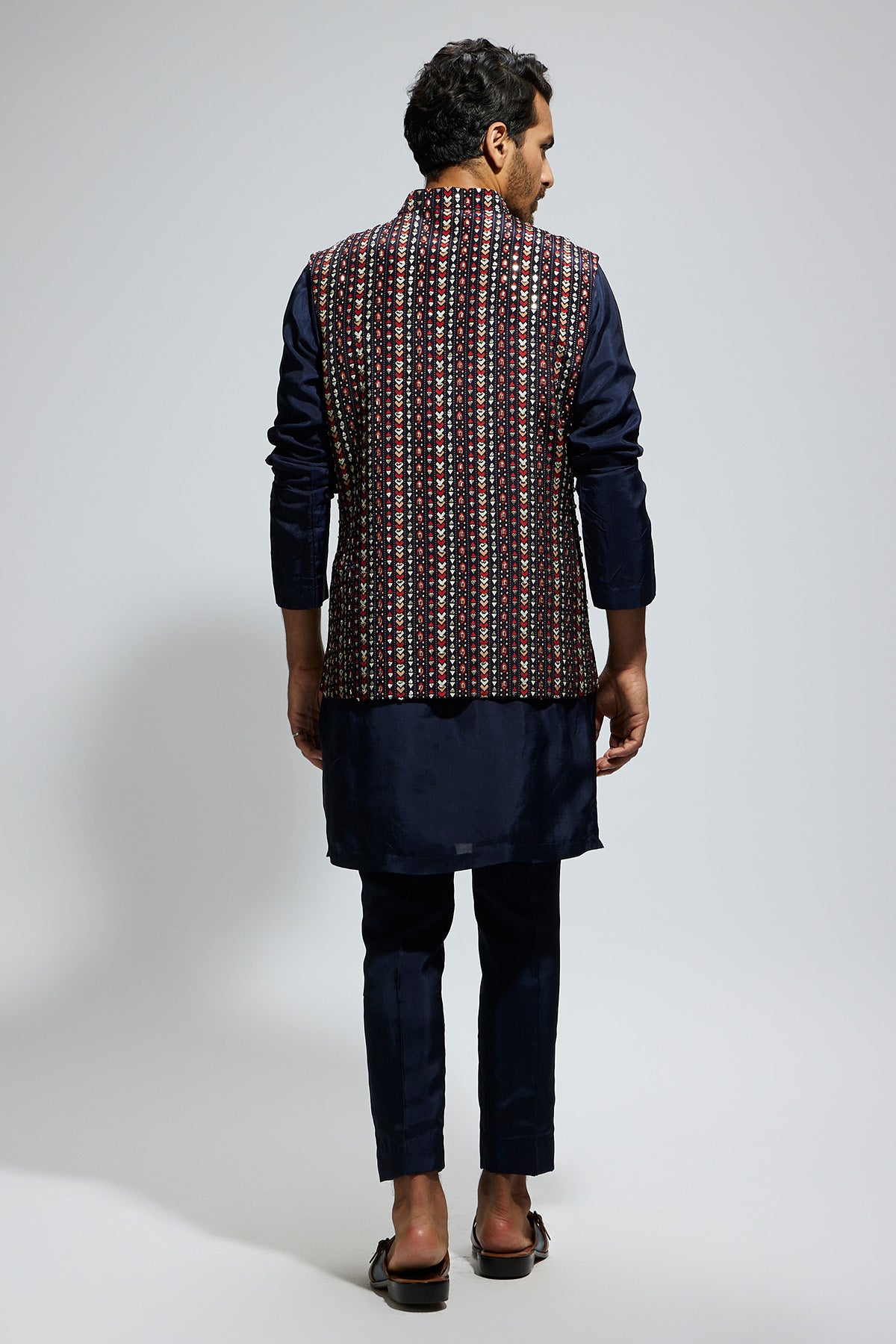 Blue Boho Print Rolled up Sleeves Kurta