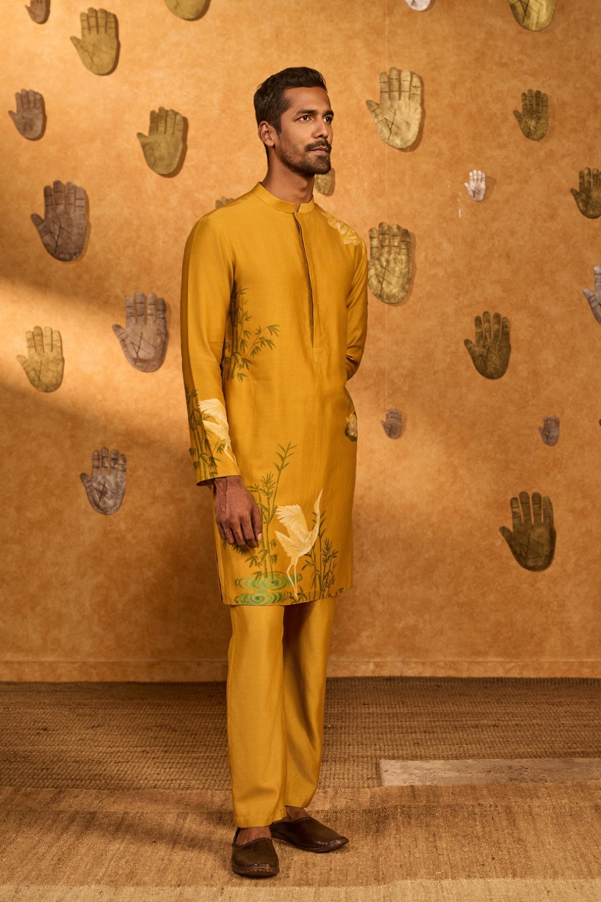 Ochre Bamboo Grove Kurta Set