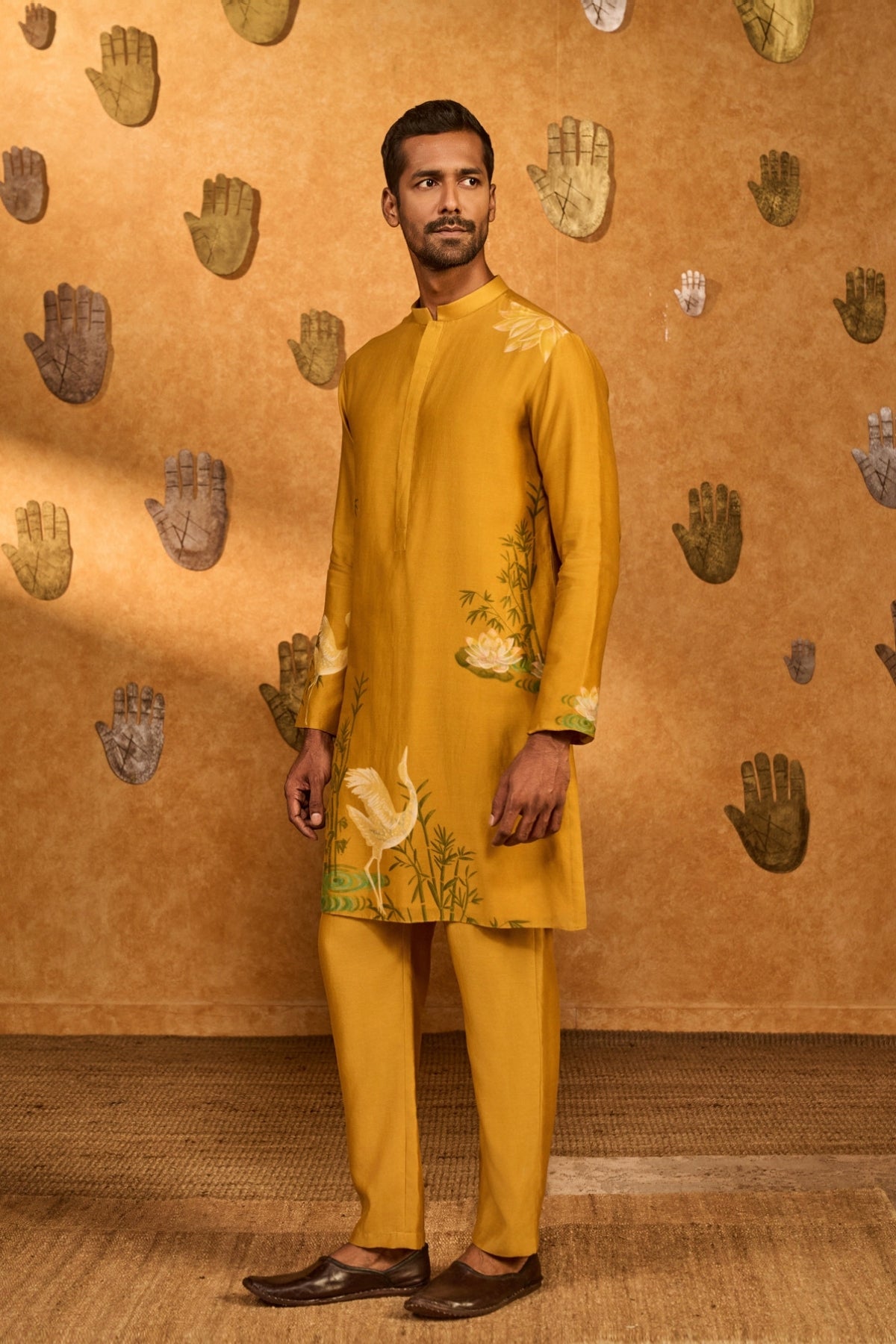 Ochre Bamboo Grove Kurta Set