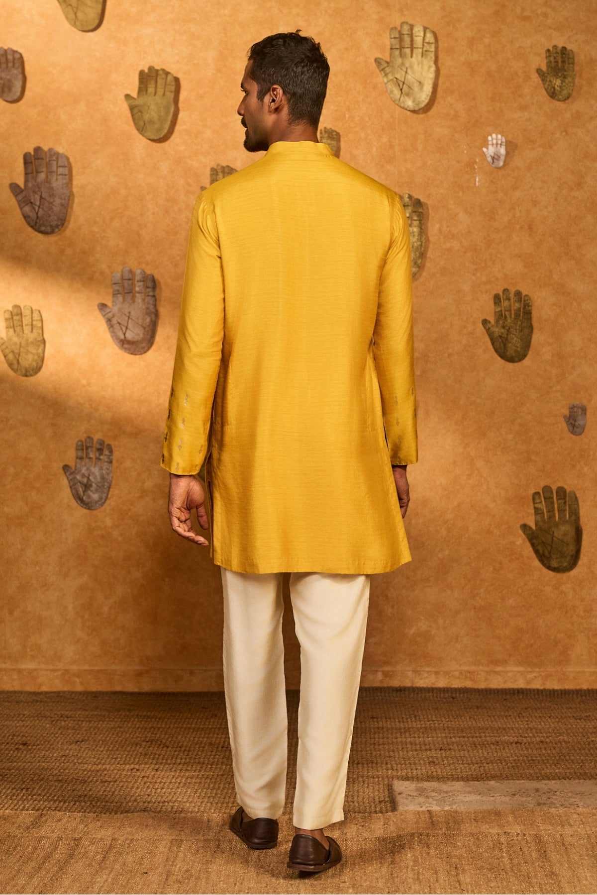 Ochre Trinklet And Pots Kurta Set