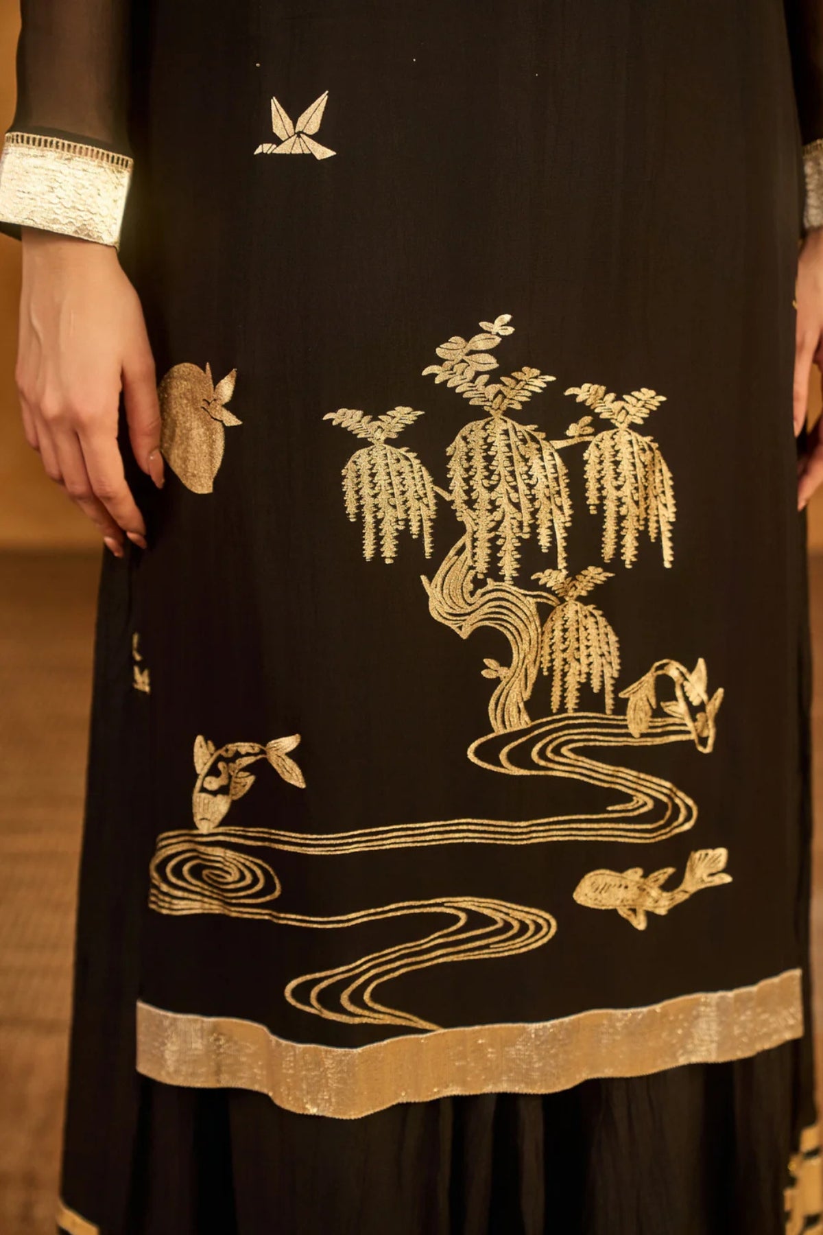Black Stillwater Bloom Anarkali Set