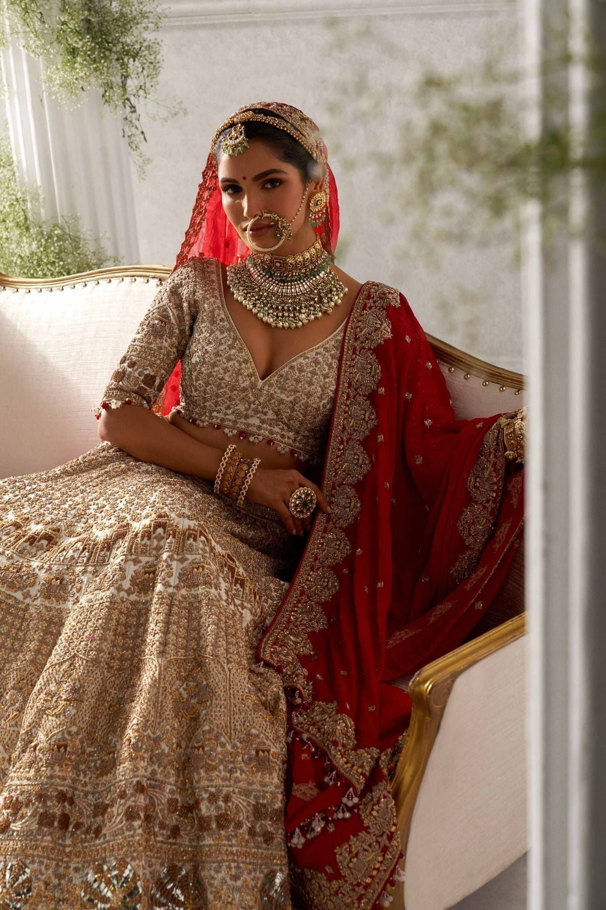 Ivory Hand Embroidered Lehenga Set
