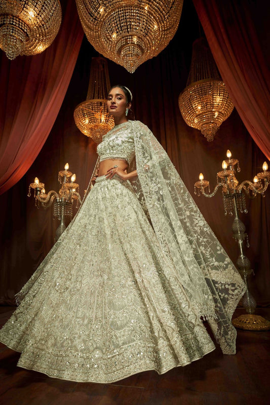 Pearly Ivory Hand Embroidered Lehenga Set