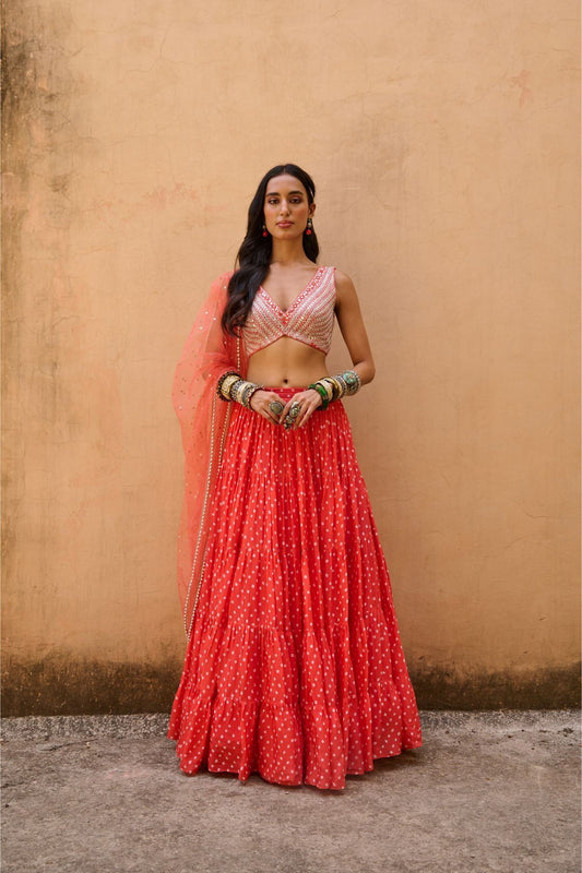 Orange Bandhani Set