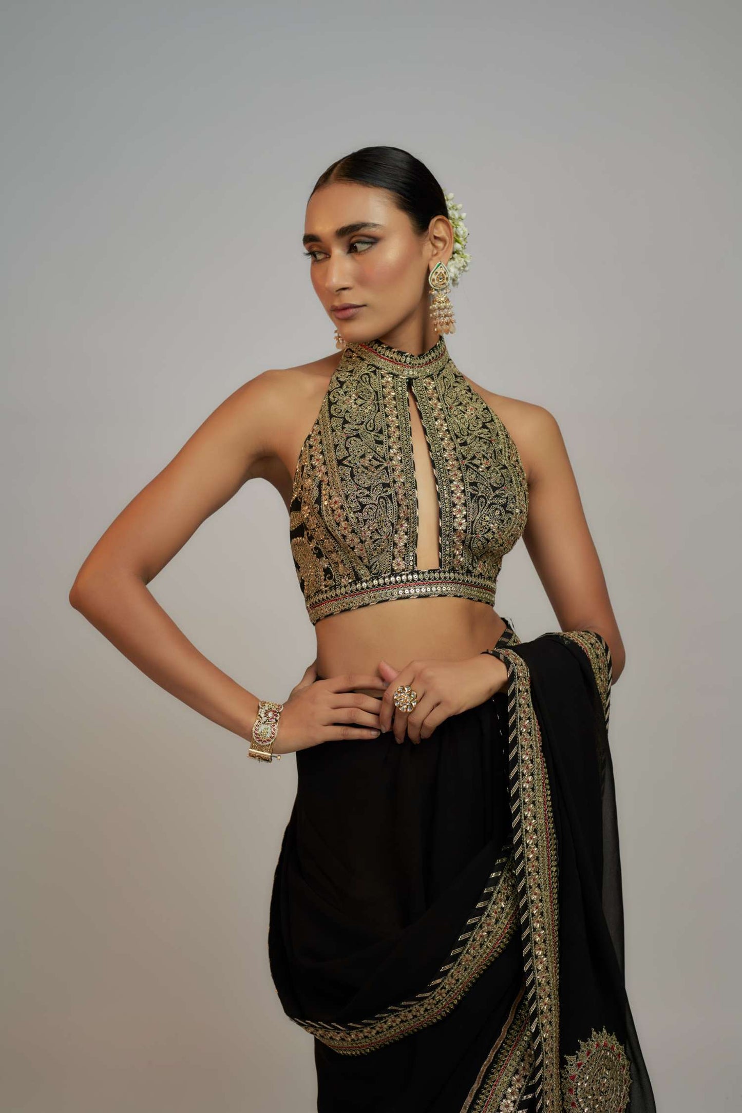 Kubbra Sait and Akanksha Malhotra in Golconda Anupa Saree Set