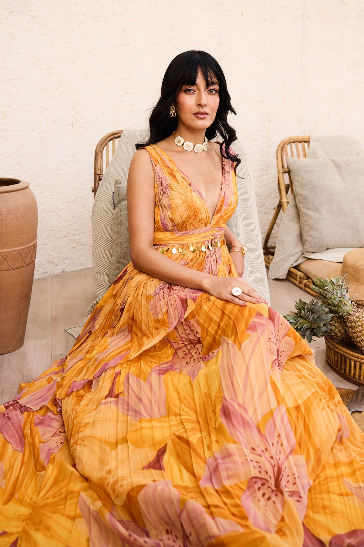 Sunlit Lily Printed Dress