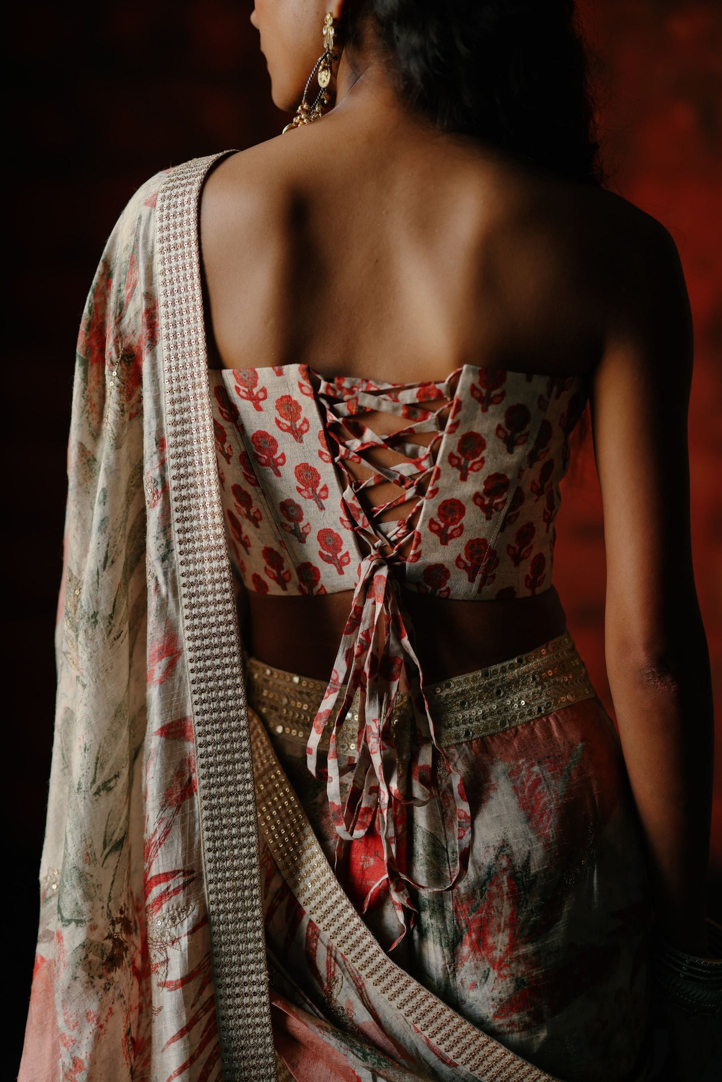 Pearl pre draped saree