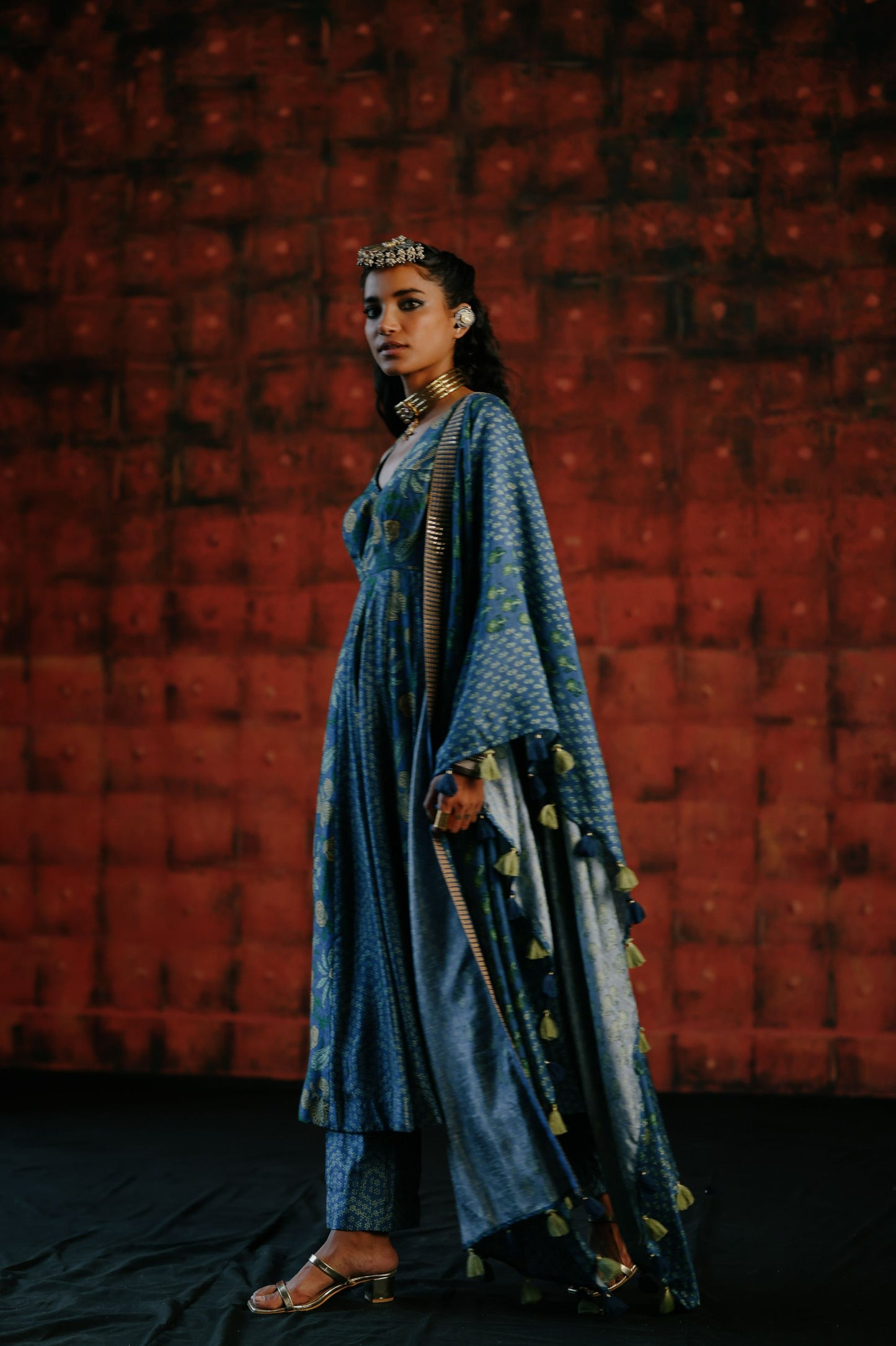Indigo anarkali set