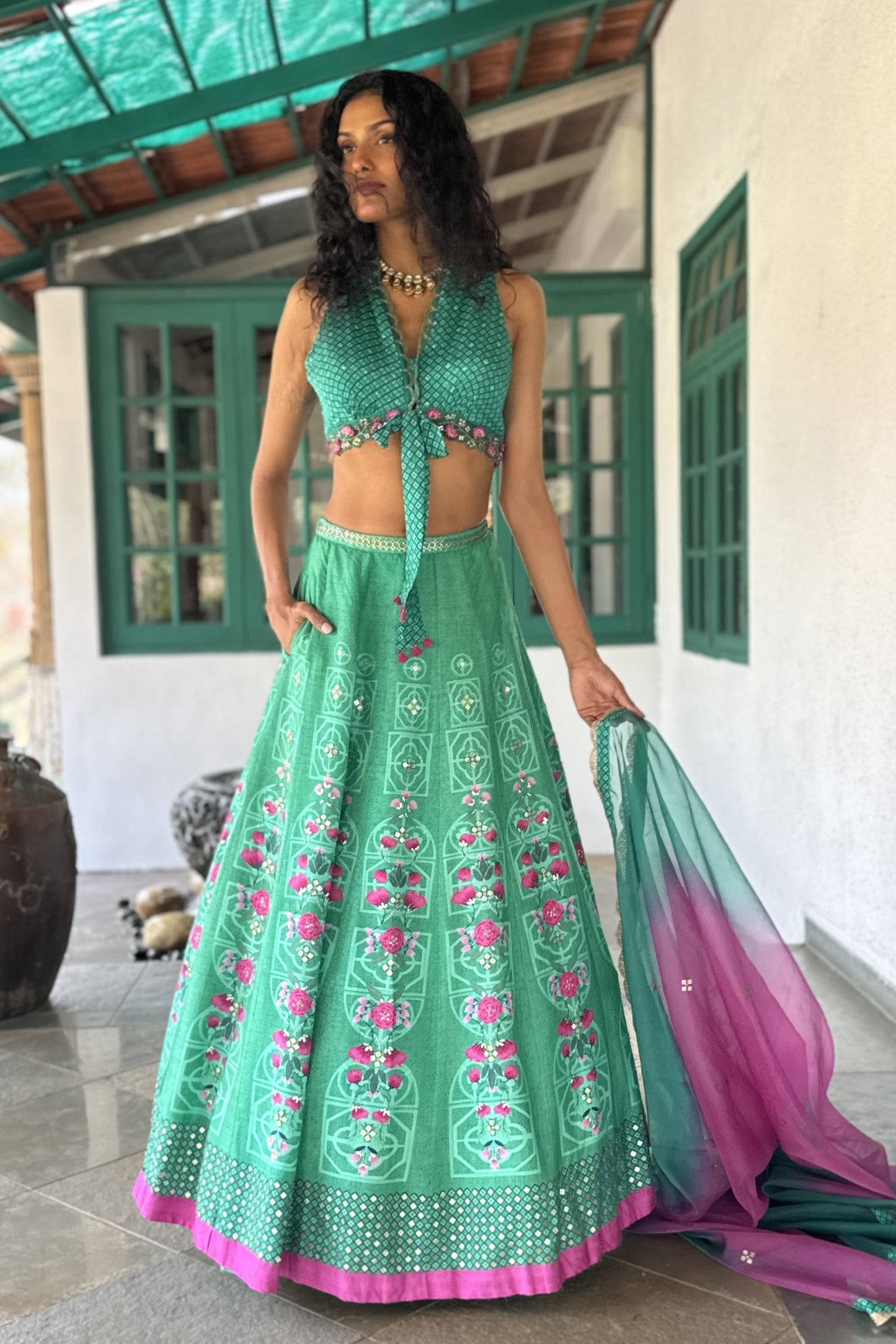 Aqua Lehenga Set