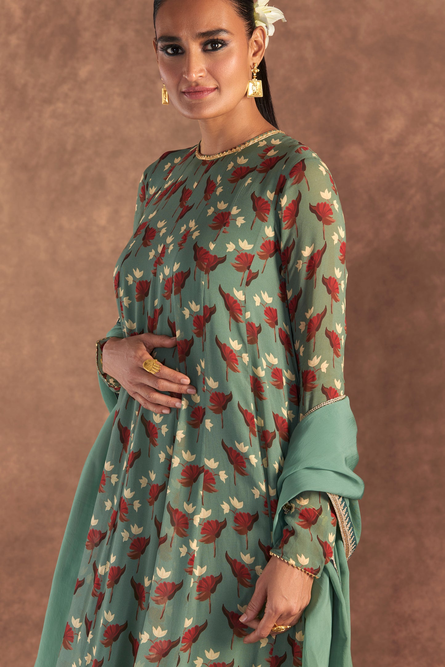 Moss Green Irisbud Culotte Set