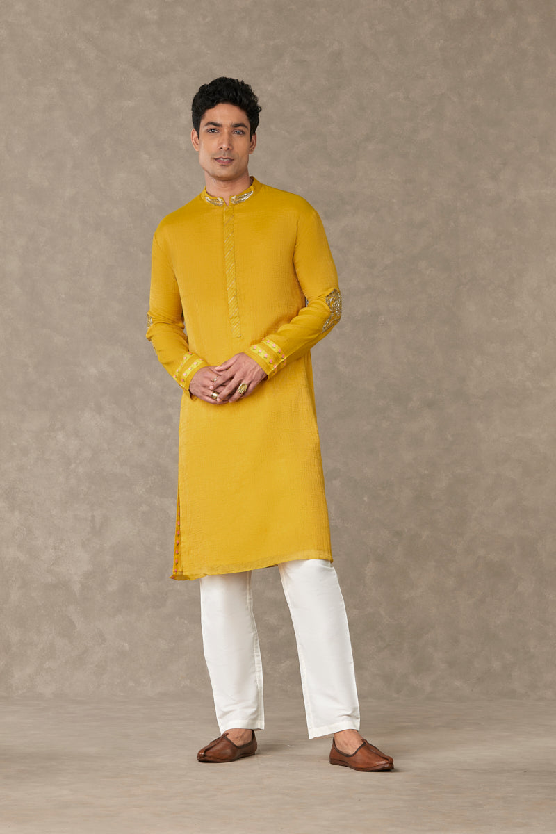 Corn Yellow Shajara Kurta