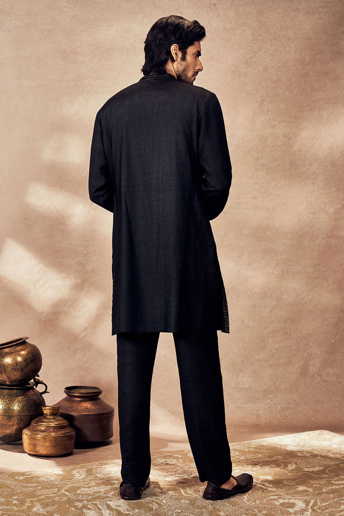 Black Palm Blooms Kurta