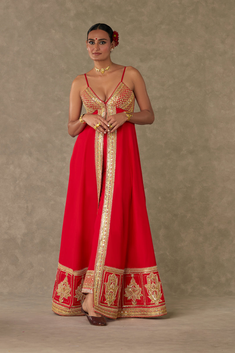 Red Haathphool Palazzo Set