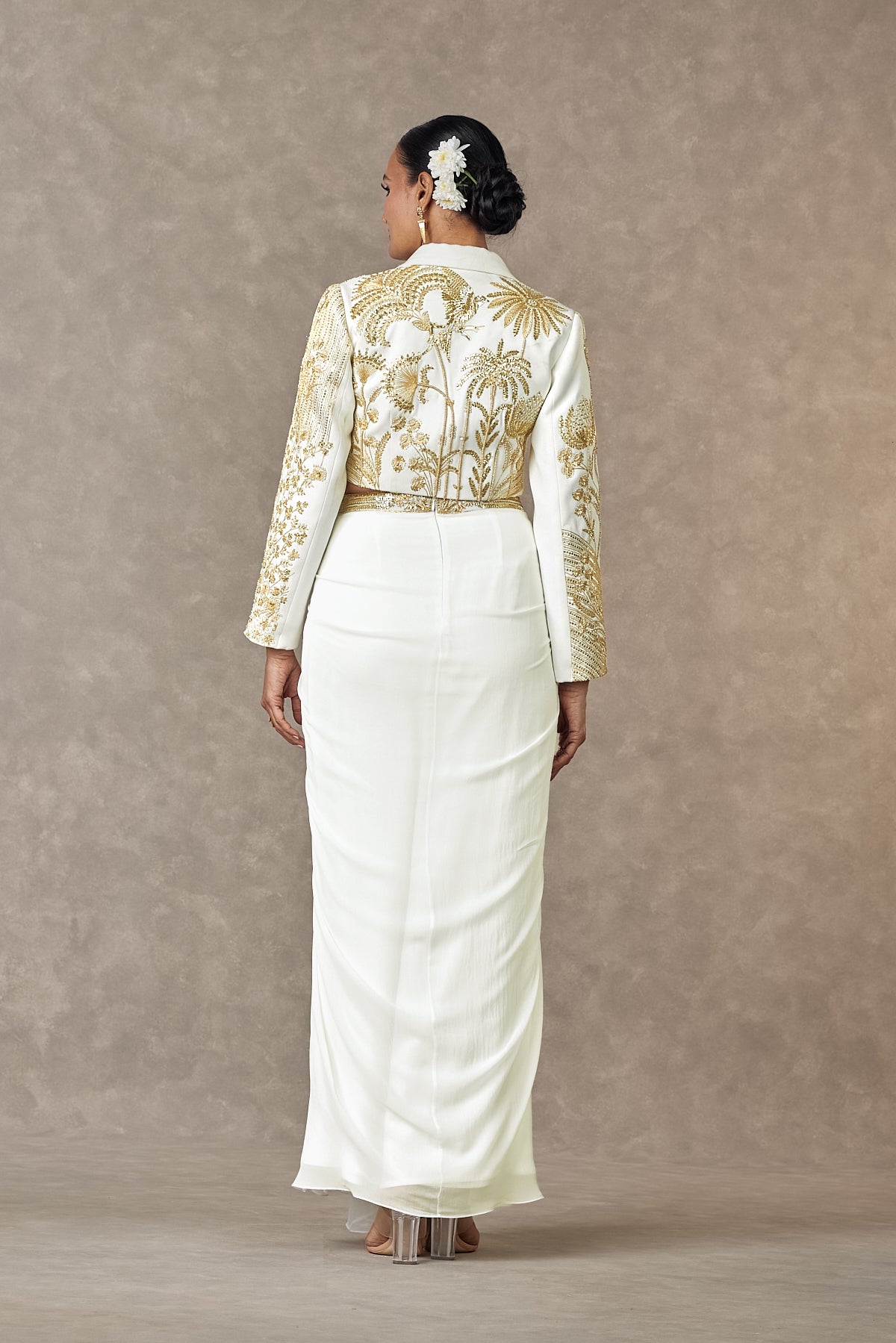 Ivory 'Son-Chidiya' Cropped Blazer Set