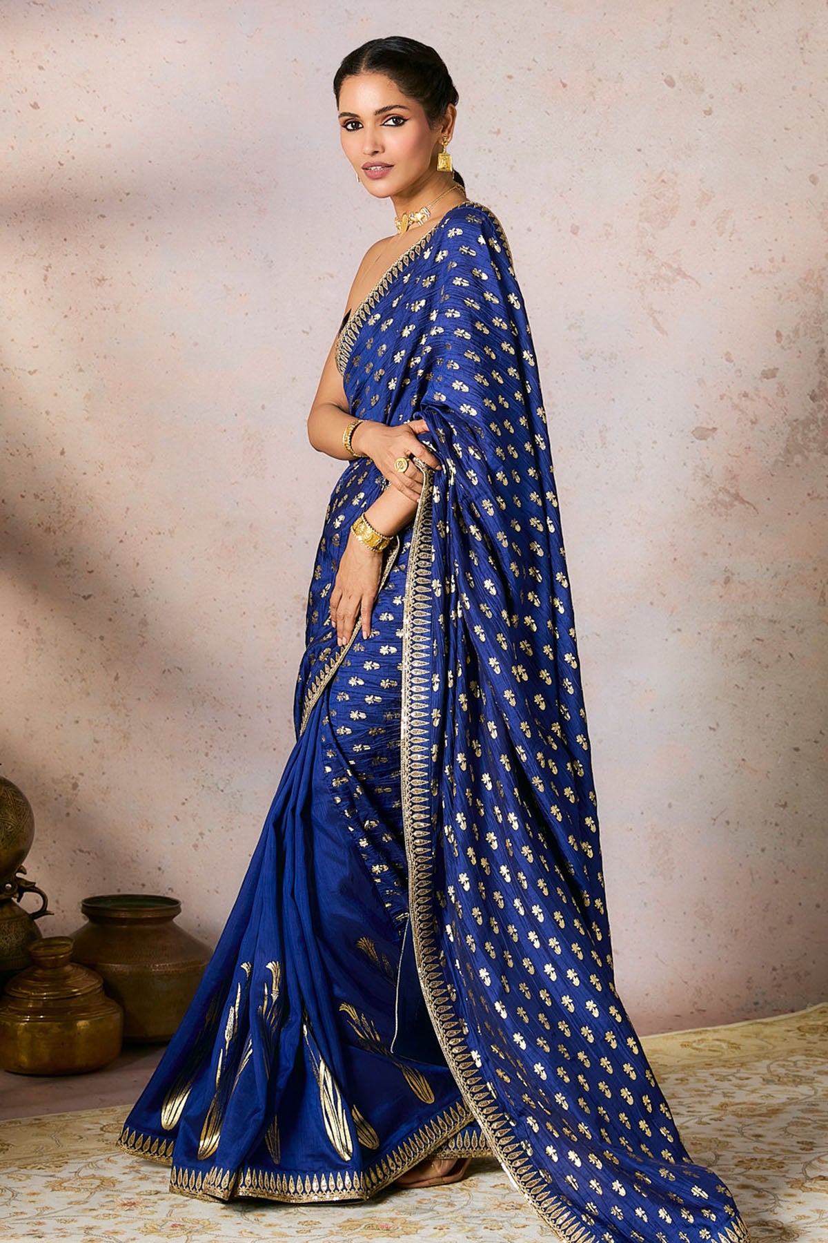 Blue Whispering Lily Crush Saree