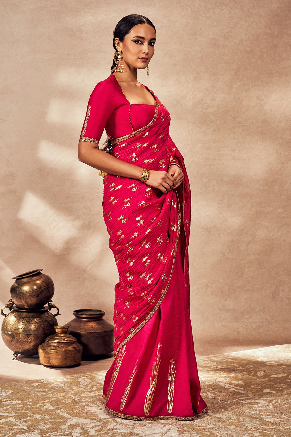 Pink Whispering Lily Crush Saree