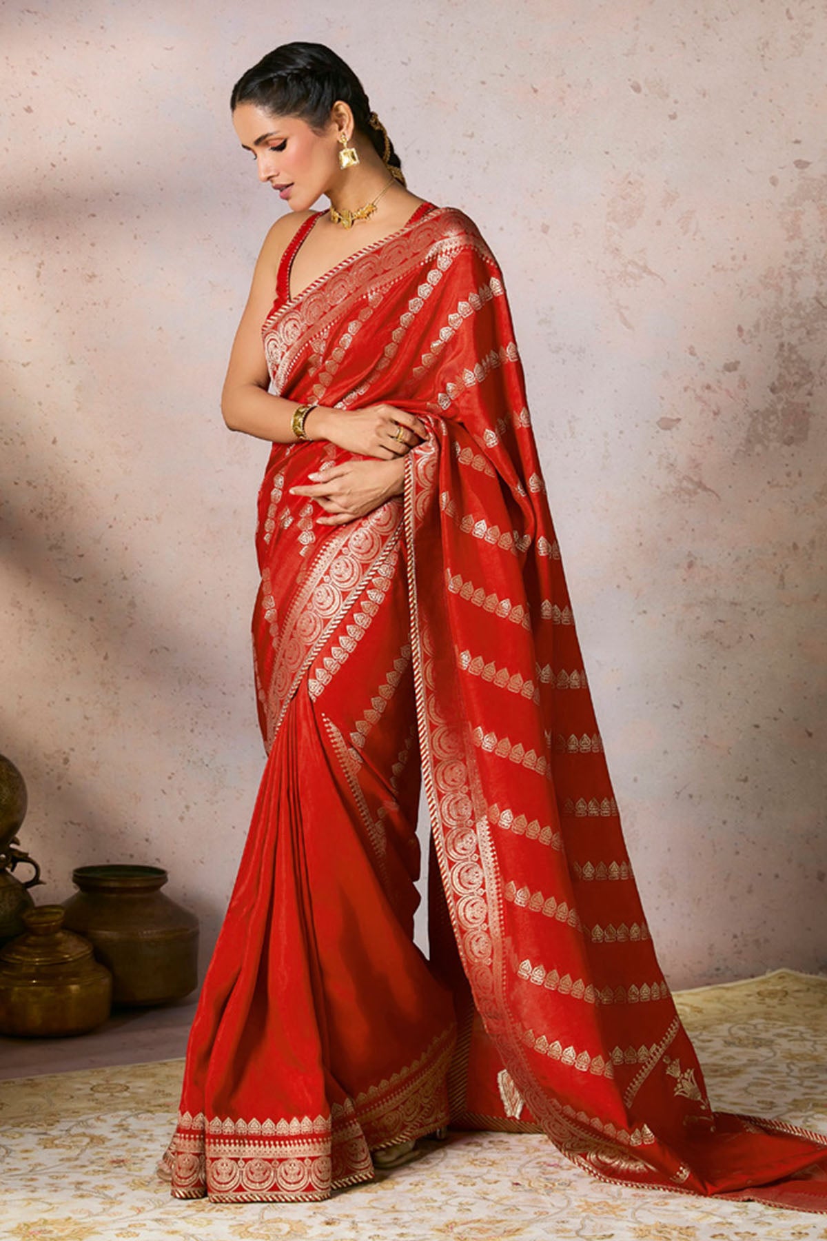 Red Jacquard Saree