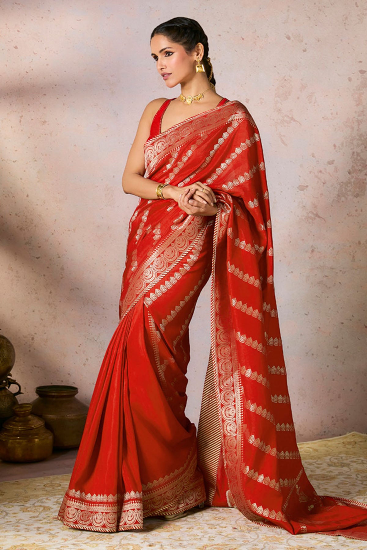 Red Jacquard Saree