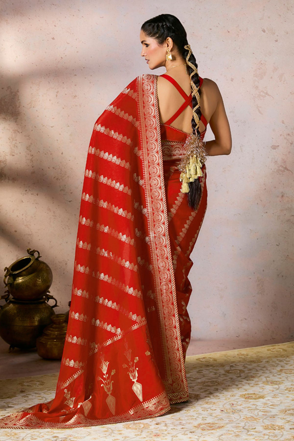 Red Jacquard Saree