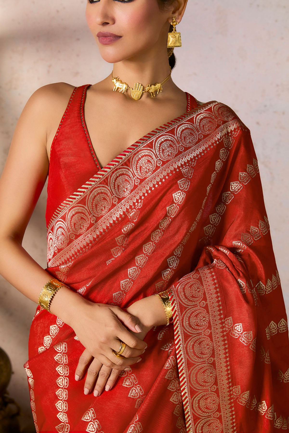 Red Jacquard Saree