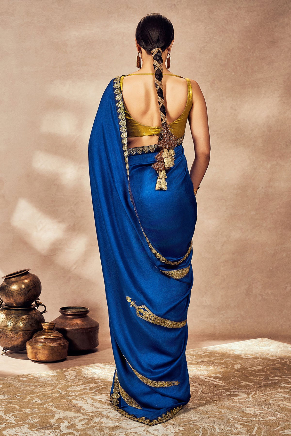 Blue Potters Touch Saree
