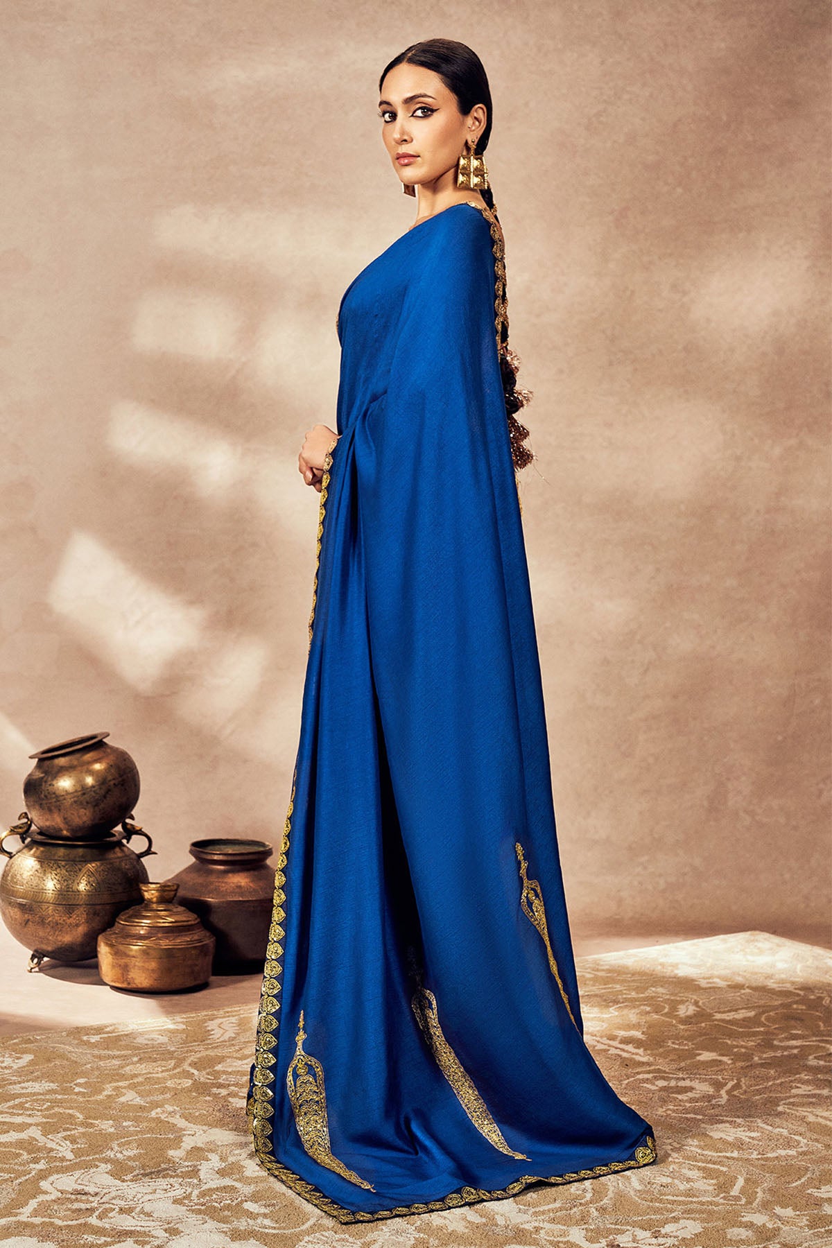 Blue Potters Touch Saree