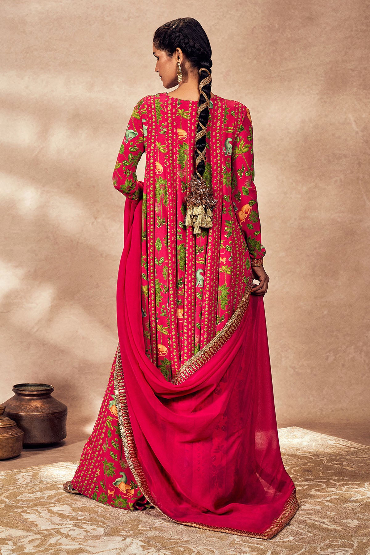 Pink Tropical Rhapsody Anarkali Set