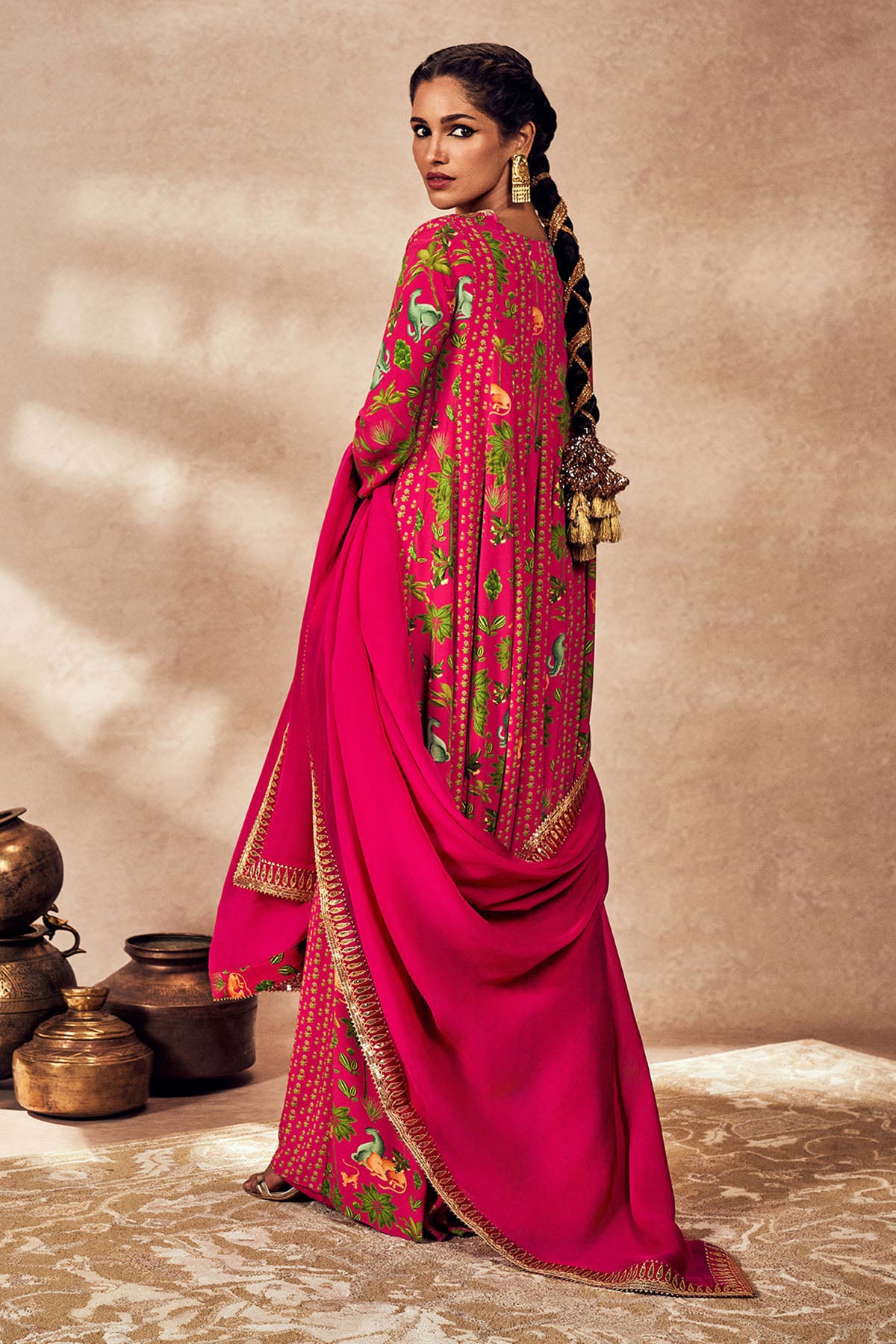 Pink Tropical Rhapsody Anarkali Set
