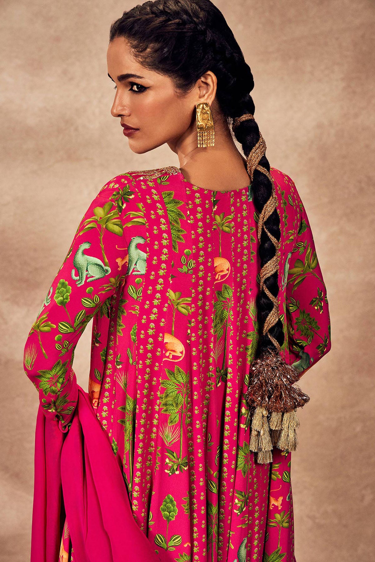 Pink Tropical Rhapsody Anarkali Set