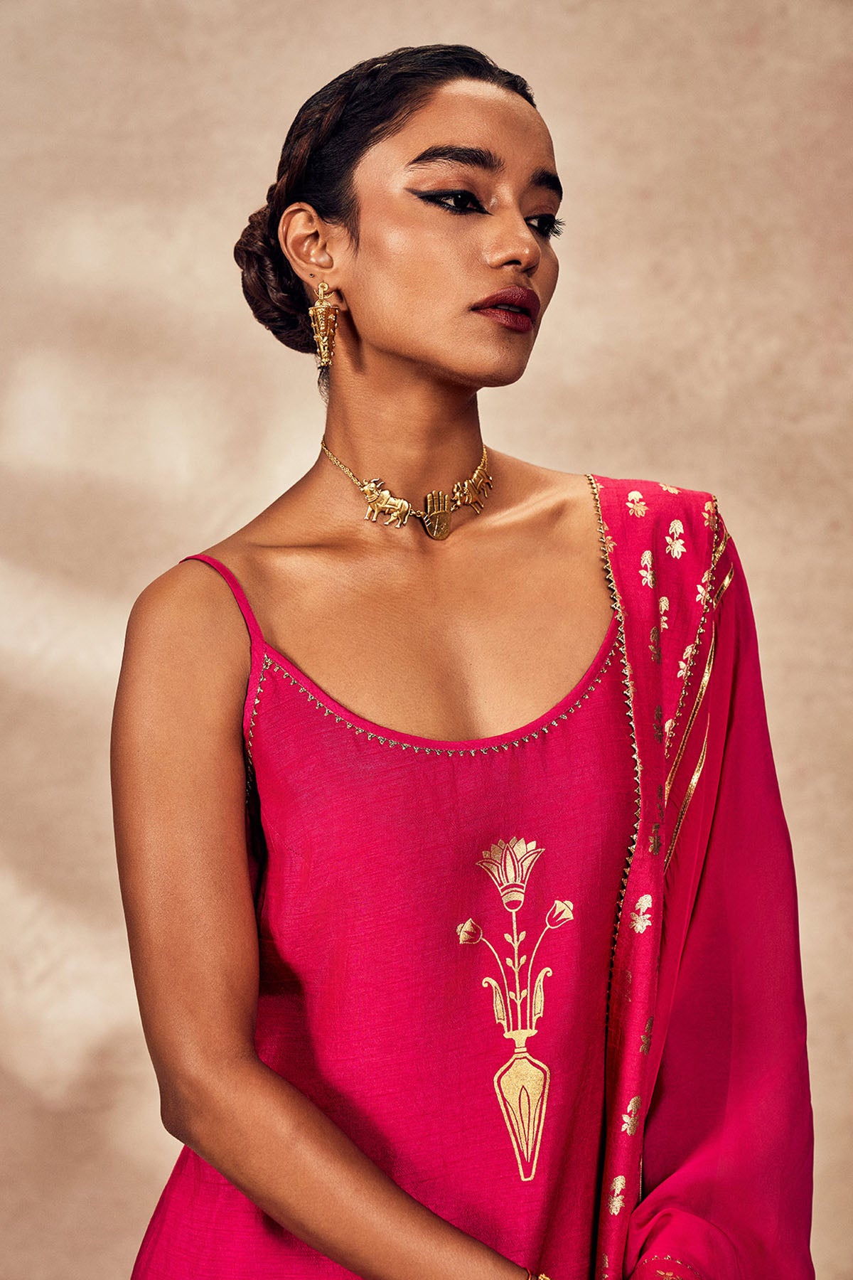 Pink Tropical Rhapsody Sharara Set