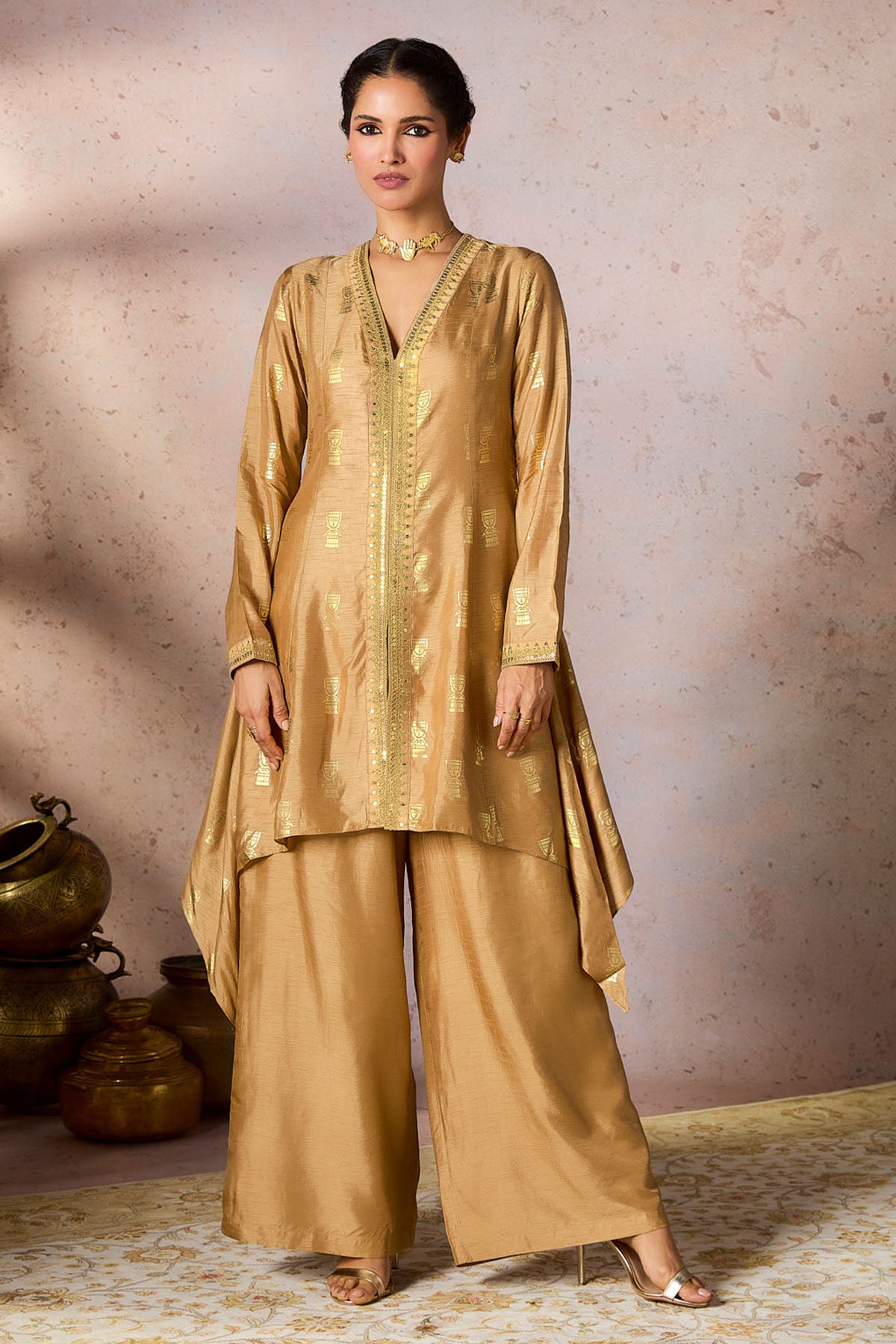 Beige Timber Tribe Tunic Set
