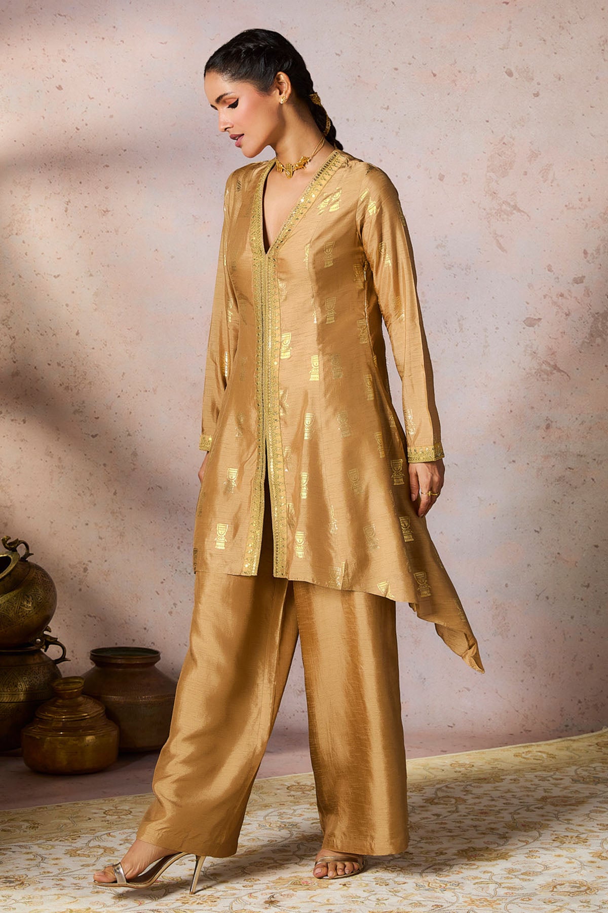 Beige Timber Tribe Tunic Set