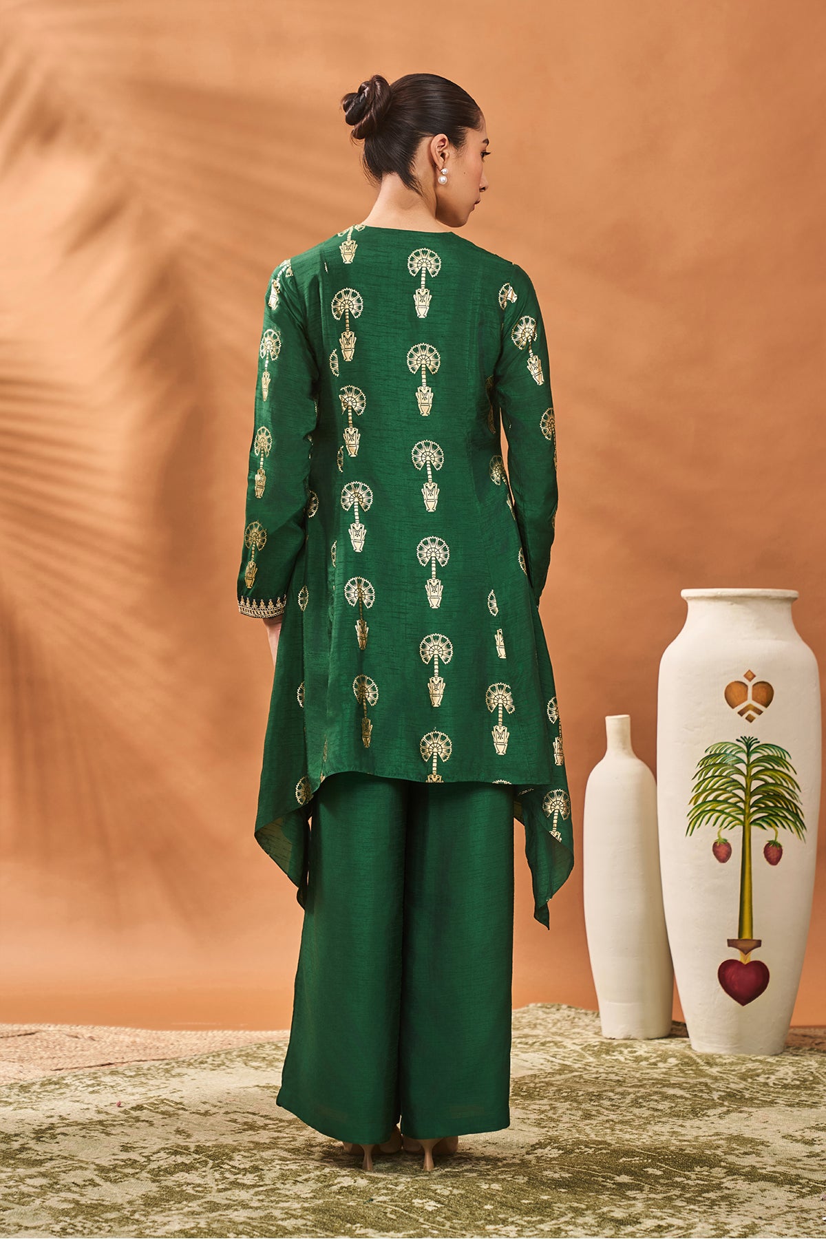 GREEN TRAVELLER'S PALM TUNIC SET