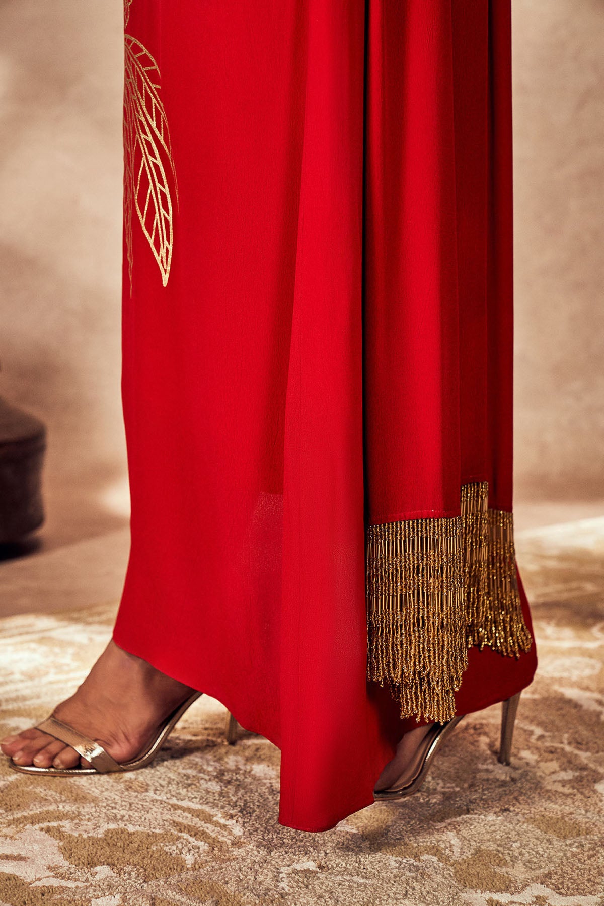 Red Tropical One Shoulder Kaftan