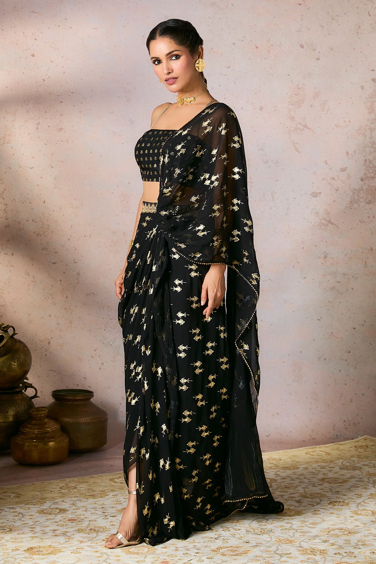 Black Mystic Drape Saree