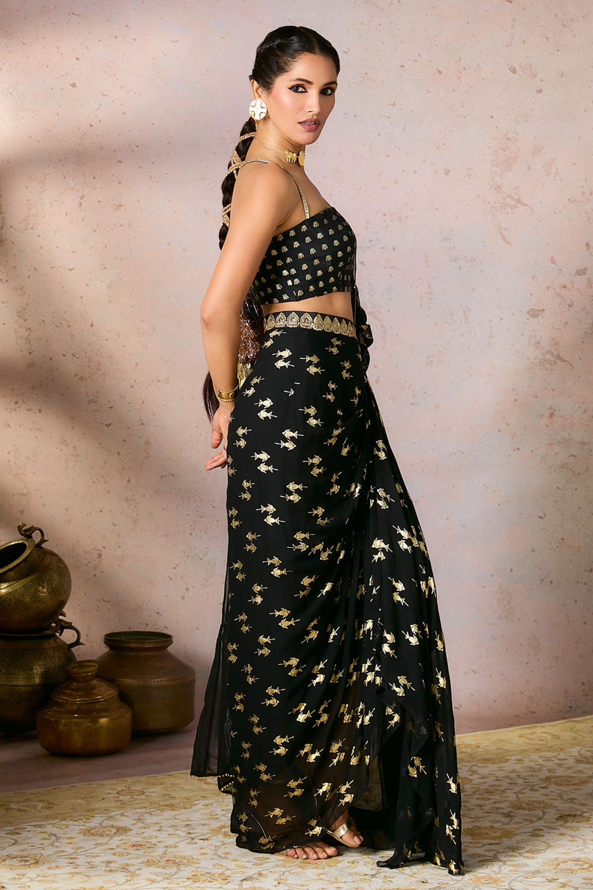 Black Mystic Drape Saree