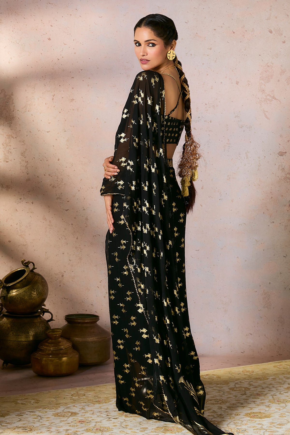 Black Mystic Drape Saree