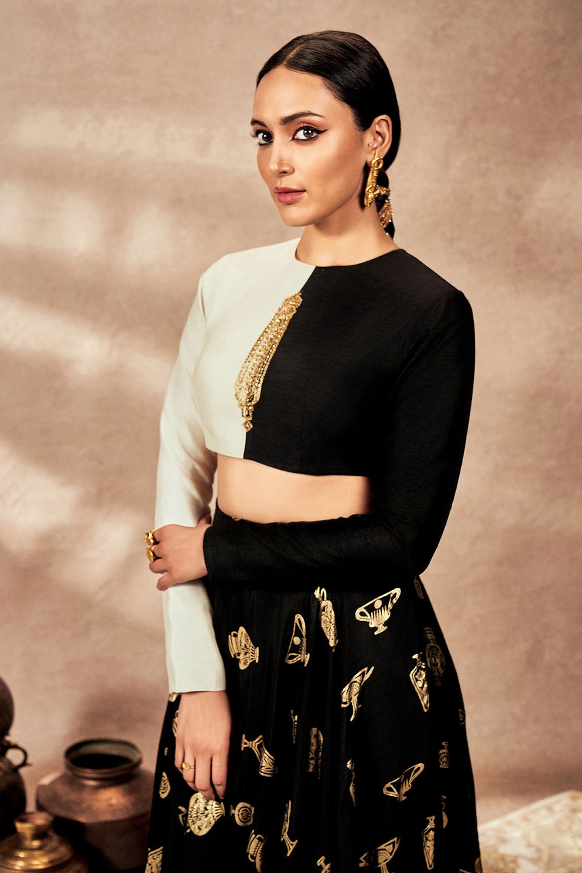 Black Potters Touch Skirt Set