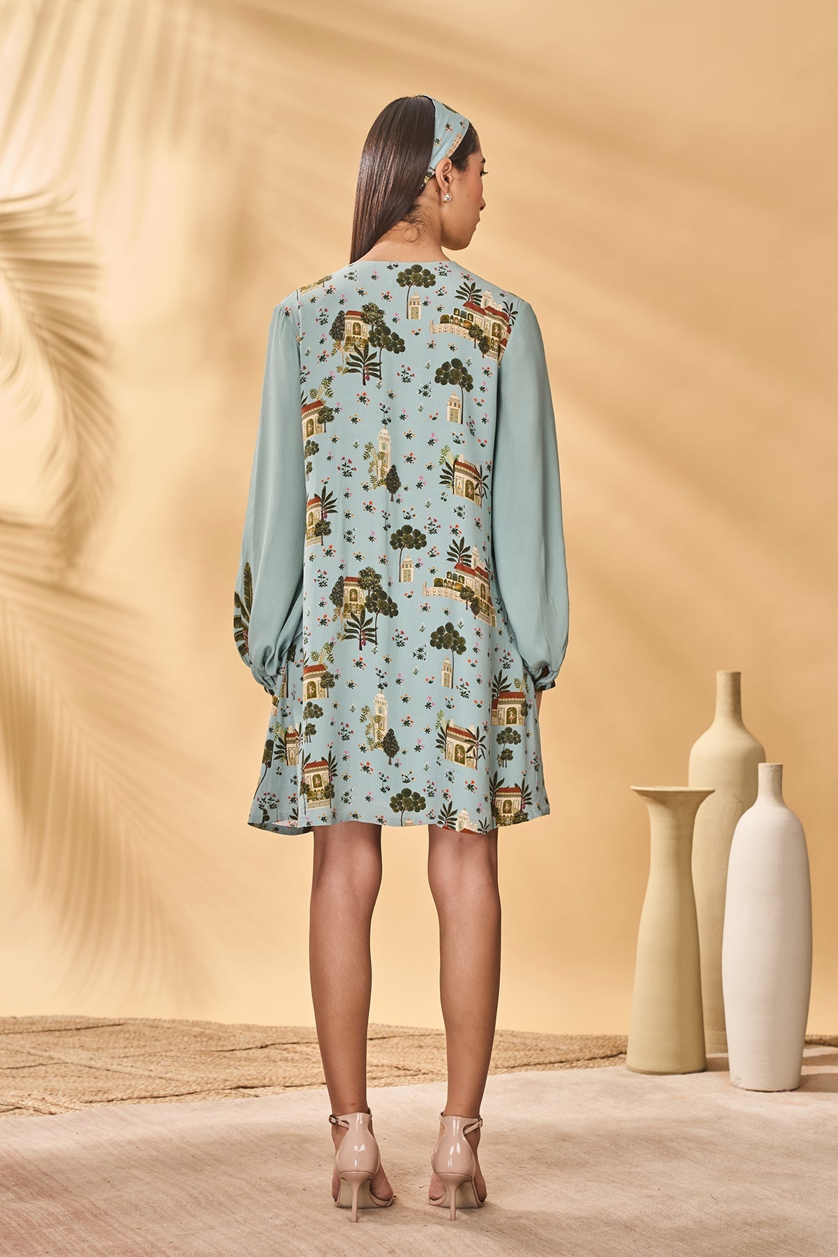 Blue Miniature Dreams Embroidered Mini Dress