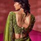 Olive Green Resham Embroidered Saree & Blouse