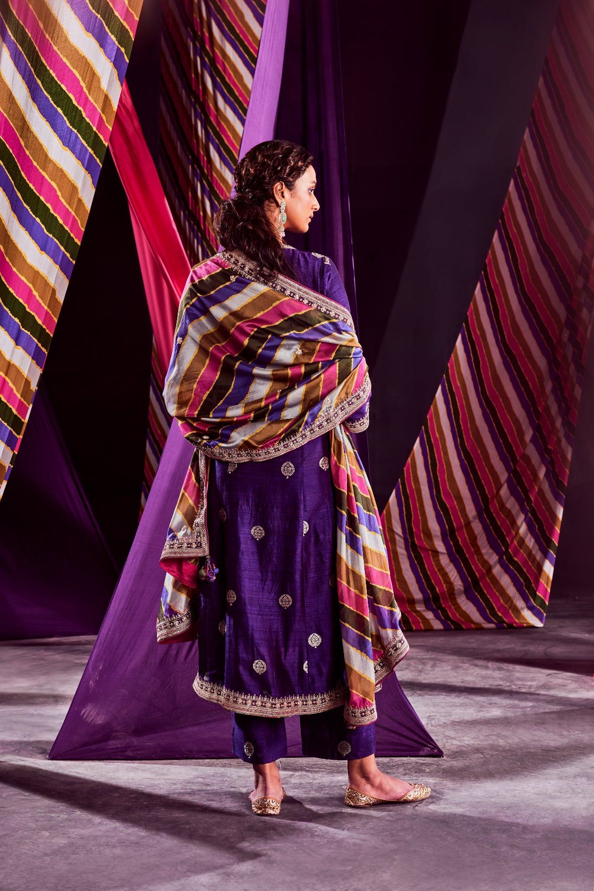 Banarasi Silk Kurta With Pants & Printed Dupatta