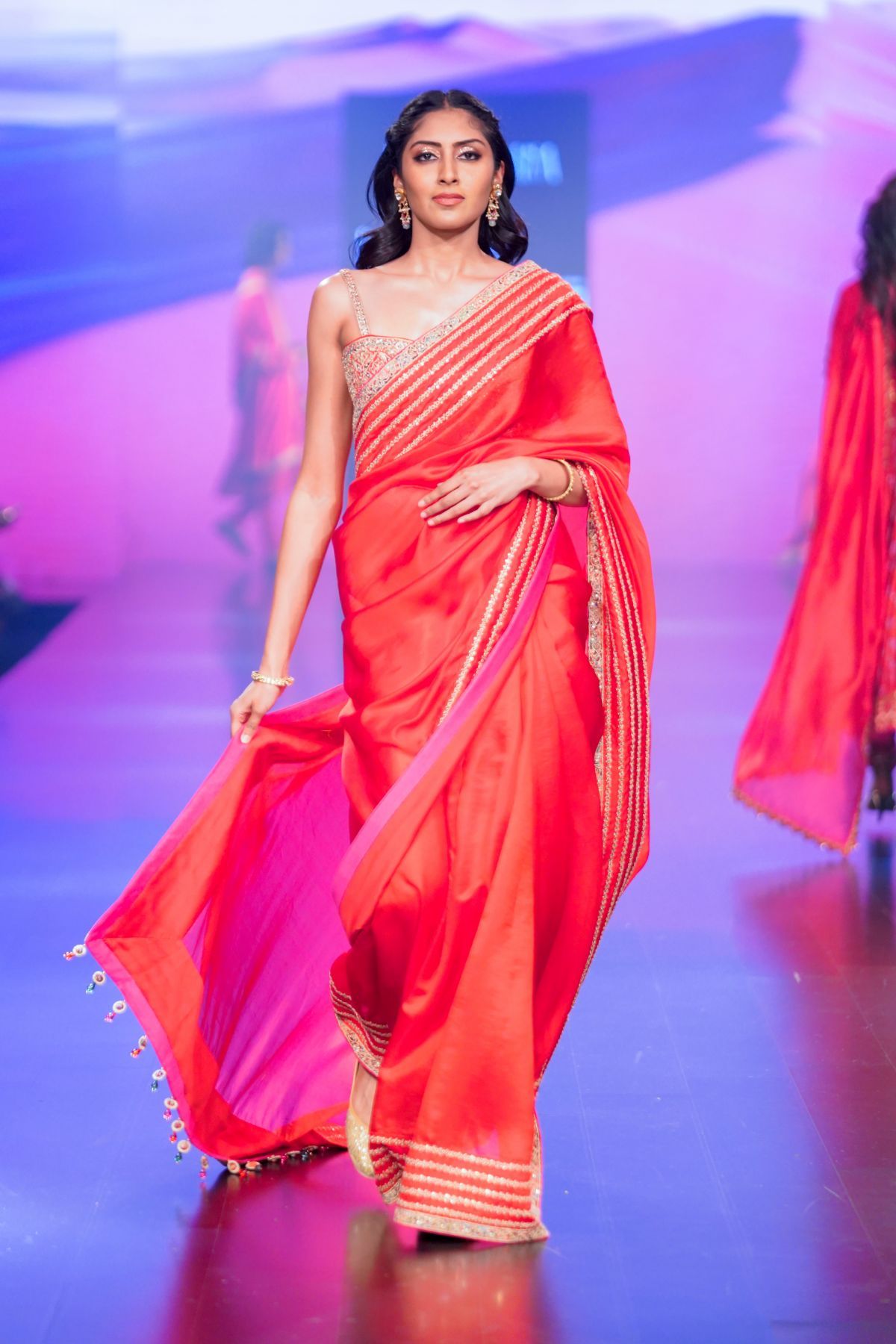Surkh Laal Hand Embroidered Saree Paired With Heavy Blouse