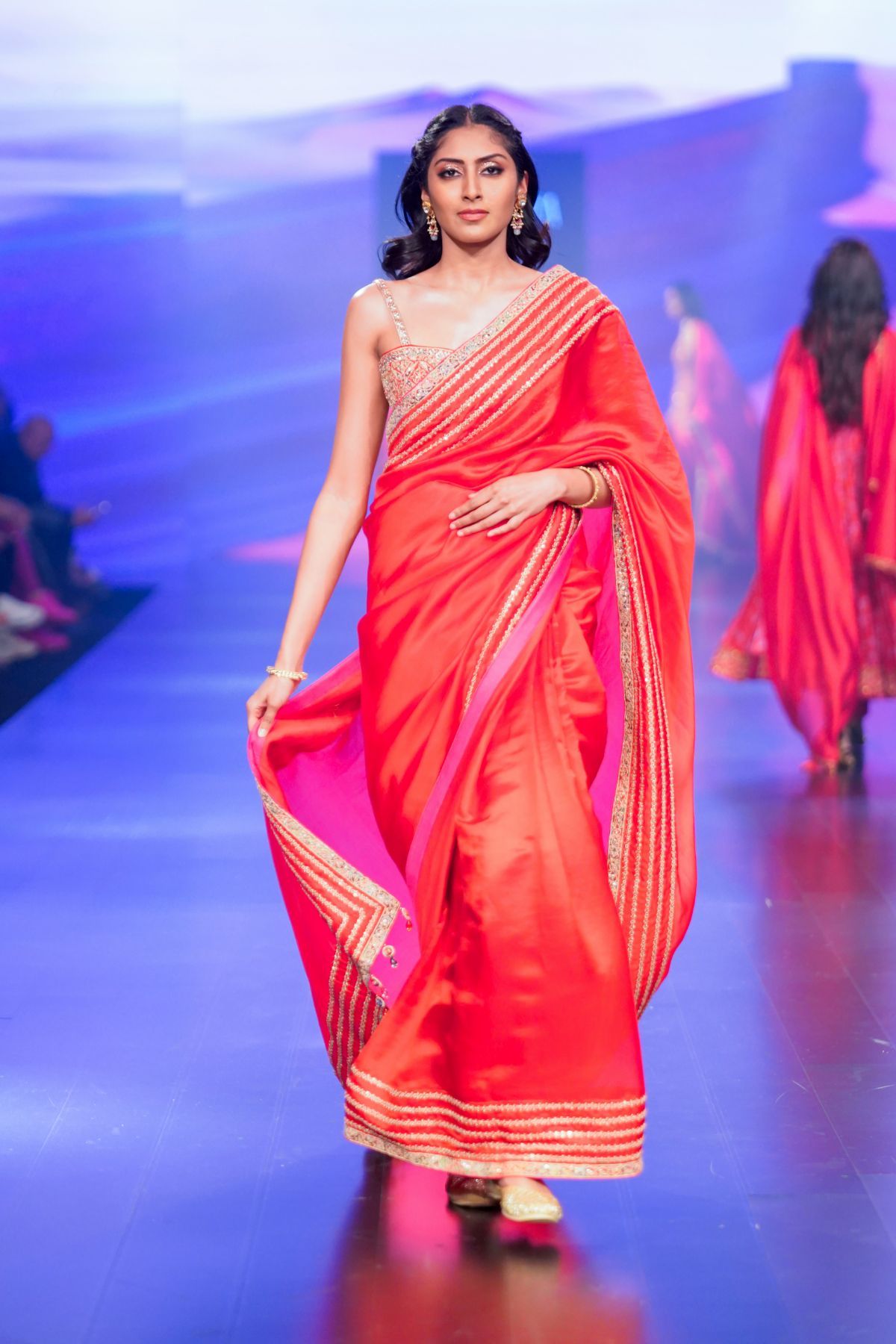 Surkh Laal Hand Embroidered Saree Paired With Heavy Blouse