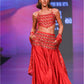 Surkh Laal Embroidered Skirt Paired With Asymmetric Blouse & Dupatta