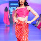 Surkh Laal Floral Draped Skirt Paired With Gulaabi Gulaal Asymmetric Top